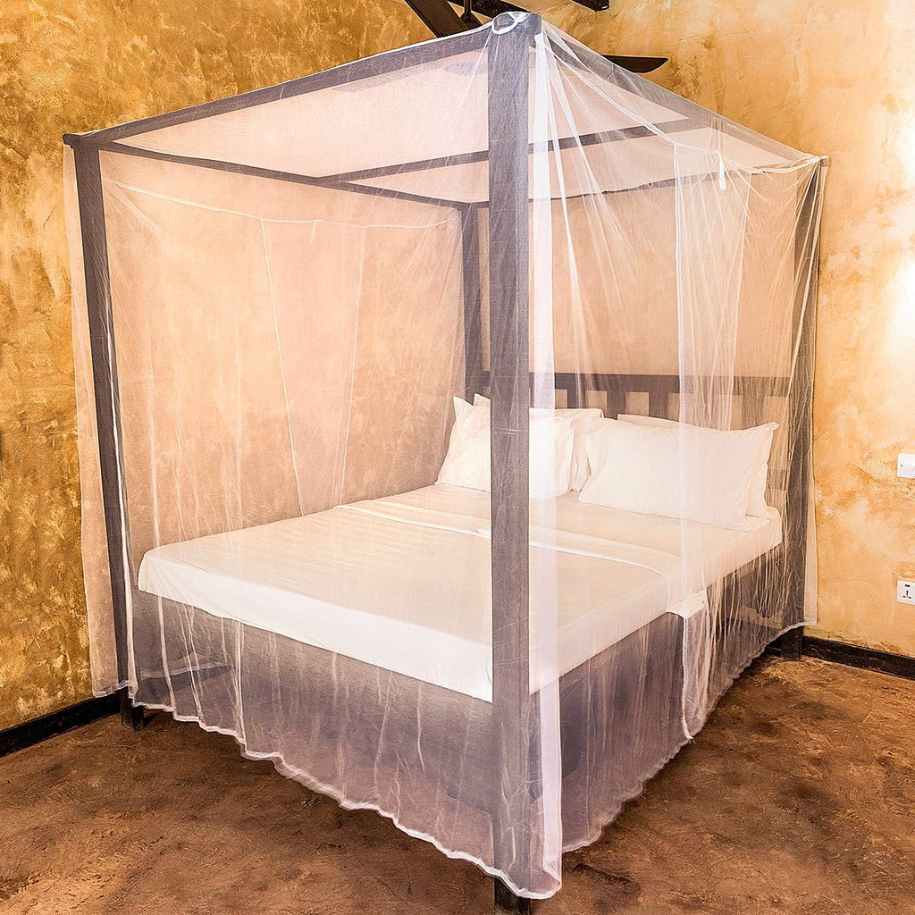 Mosquito Net for Single to King-Sized Beds – 2 Side Openings & 6 Hanging Loops – Decorative Rectangular Shape for Home & Travel – Bed Canopy Hanging Kit & Carrying Bag Included