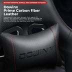 Dowinx Gaming Chair with Massage Lumbar Support, Vintage Style Office Computer Chair PU Leather E-Sports Gamer Chairs with Retractable Footrest and Headrest Black&Red