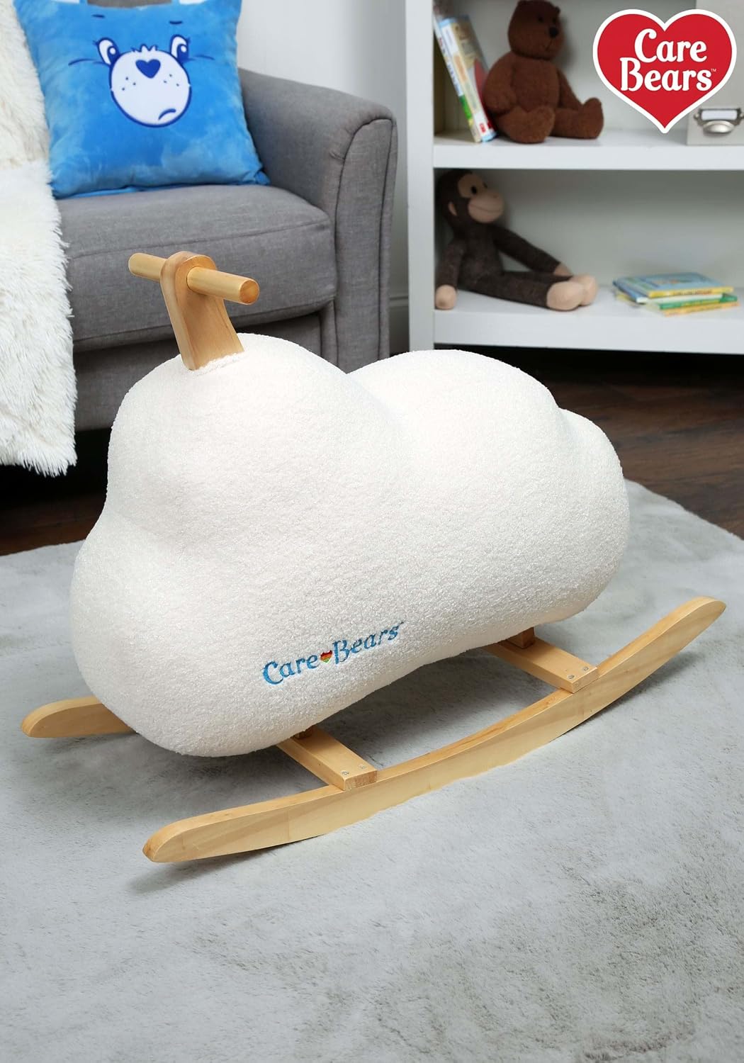 FUN.COM Children's Care Bears Cloud Rocker | Foam and Polyester Rocking Horse with Wooden Frame, Rockers, and Grips