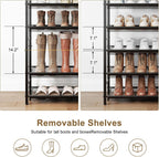 8 Tier Metal Shoe Rack, Tall Shoe Organizer Holds 32-40 Pairs, with Adjustable Flat or Angled Shelves, Shoe Storage Shelf for Closet, Entryway, Garage, Black