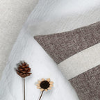 Set of 2 Khaki Linen Pillow Covers 18x18 inch with Patchwork Stripe Square Cushion Cases Soft Comfortable Farmhouse Pillow Cover for Couch Sofa Chair Bench Patio Living Room Home Decor