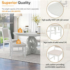 Merax Extendable Round Dining Table Set for 4-6, Farmhouse Kitchen Table Set with 4 Upholstered Chairs and Removable Leaf for Kitchen, Dining Room, Small Space, Antique White