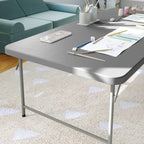 Flash Furniture Paige 4.93' Classroom Activity Table for School and Home, Heavy-Duty Rectangular Plastic Activity Table for Kids, Granite Gray