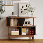 42.5'' Buffet Cabinet with 2 Open Storage, Oval Sideboard Cabinet with Sliding Doors Modern Accent Coffee Bar Wood Kitchen Storage Cabinets for Kitchen, Living Room, Hallway (Walnut)