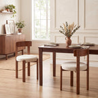 COSTWAY Wooden Dining Chairs Set of 4, Armless Upholstered Kitchen Chairs w/Curved Back & Teddy Fleece Padded Seat, Mid-Century Modern Accent Side Chair for Dining Room & Nooks, Small Space (Brown)
