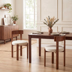 COSTWAY Wooden Dining Chairs Set of 4, Armless Upholstered Kitchen Chairs w/Curved Back & Teddy Fleece Padded Seat, Mid-Century Modern Accent Side Chair for Dining Room & Nooks, Small Space (Brown)