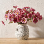 SIDUCAL Ceramic Vintage Pastoral Vase, 7.2 Inch Chinoiserie Floral Vase, Retro Ice Cracked Rustic Farmhouse Vases for Home Decor, Living Room, Bookshelf, Office, Tuscan Decor, Gray Floral