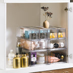 Sorbus Small Clear Stackable Drawers, Plastic Storage with Handles - Craft, Clothes, Medicine, Makeup, Closet, Art Supply, Bathroom, Shoe, Toy Organizer (2 Pack Wide)