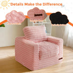 MAXYOYO Kids Bean Bag Chair, Comfy Upholstered Bean Bag Sofa with Filler | Faux Fur Floor Sofa with Pillows and Armrests, Lazy Floor Chair Couch for Boys and Girls, Pink