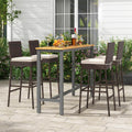 Outdoor Wicker Barstools, Patio Rattan Barstool Set of 4 with Cushion, Footrest & Heavy-Duty Metal Frame, Outdoor Bar Height Chair for Backyard & Balcony