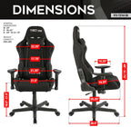 Techni Sport High Back Racing Chair with Foam Seat and Padded Arms, Reclining Gaming Chair with Height and Tilt Adjustment, Black