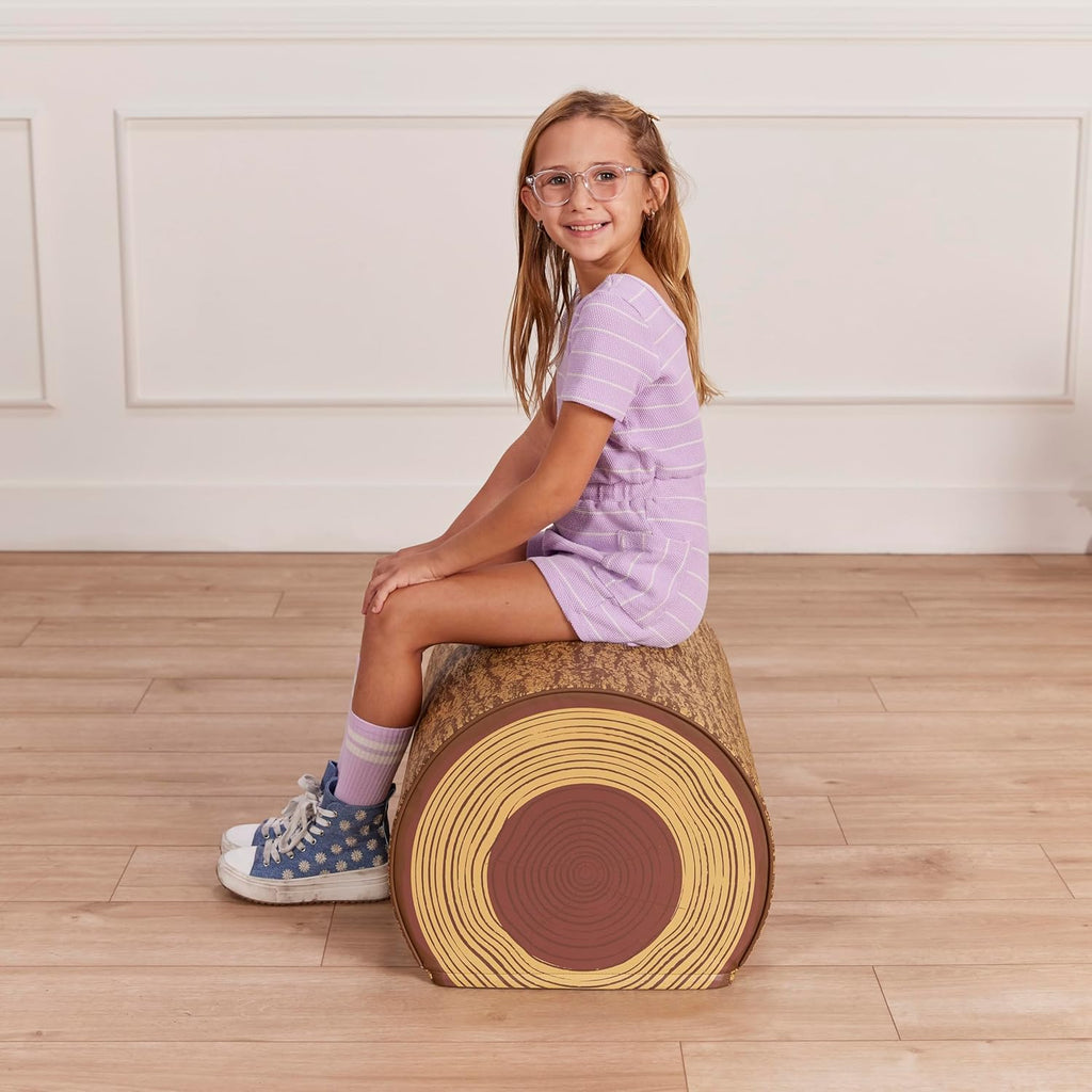 ECR4Kids SoftZone Tree Log Half Bench, 14in, Flexible Seating, Chocolate