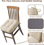 Codi Dining Chair Cushions 4 Pack, Thick Chairs Pads for Indoor Kitchen Room - Washable, Non-Slip Memory Foam Seat Cushion with Ties, 16.5"x16.5"x 3.5", Set of 4, Beige New