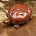 Wood Ottoman Footstool,Animal Footstool Turtle Upholstered Ottoman with Wheels Under Desk Step Stool Padded Seat Shoes Bench Kids Chair Seat for Living Room Bedroom (Brown, 80cm/31.5in)