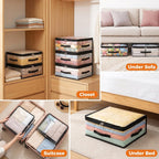10Pcs Clear Storage Bags With Zippers and 3 Handles, 21L Plastic Clothes Blanket Storage Bags and Under Bed Storage Organizers for Sheets Bedding Comforter Linen Sweaters Toys, 15.7x13.8x5.9In