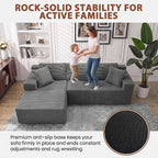 Homall 108" Modular Sectional Sofa, Boneless Couch with L-Shape Chaise, Cloud Couch with Deep Seat Upholstered, No Assembly Required for Living Room, Bedroom (Corduroy, Grey)