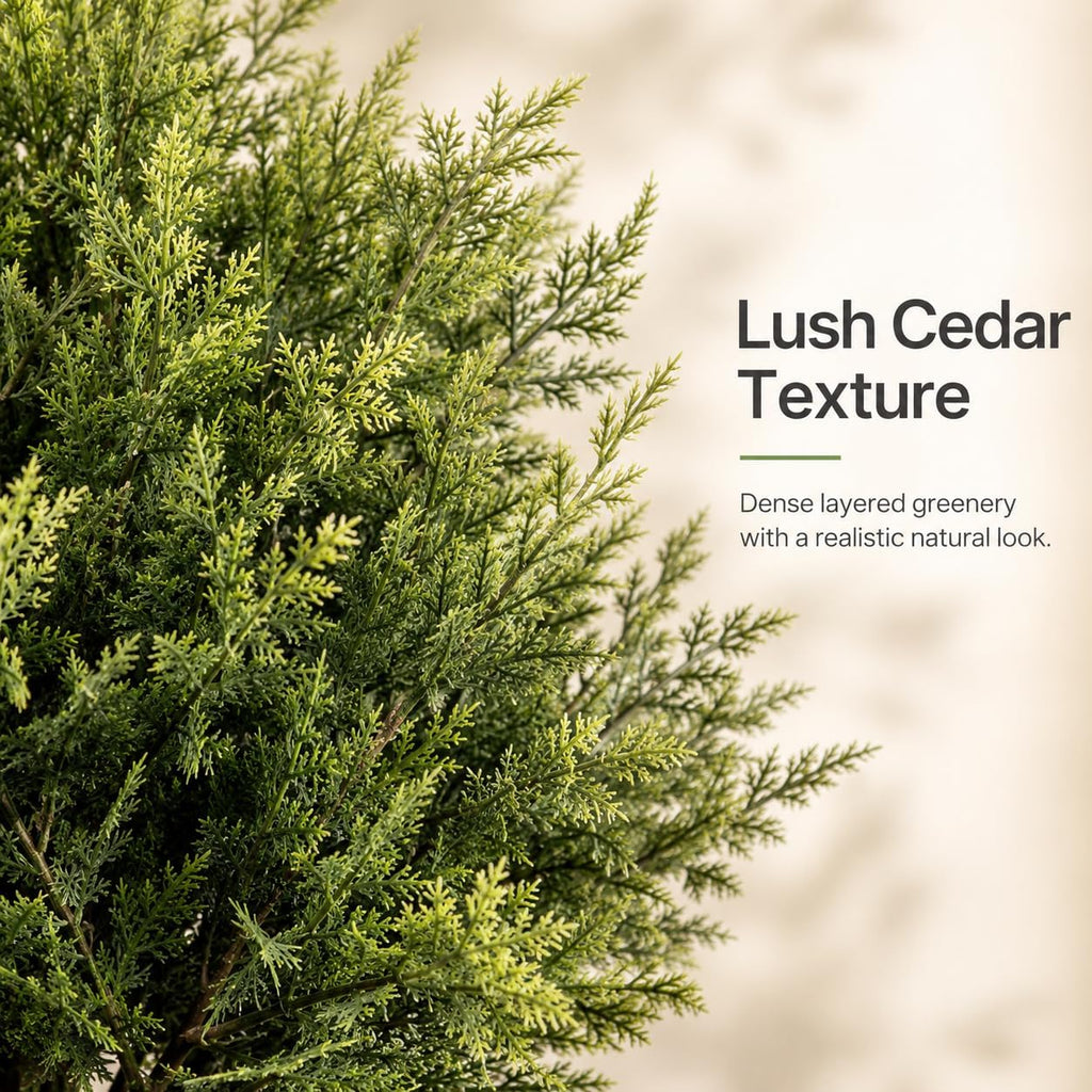 Artificial Outdoor Plants Topiary Cedar Trees 2 Pack Faux Trees Potted Bushes Shrubs UV Resistant - Realistic Artificial Plants Outdoor Dense Greenery Ball Tree for Front Porch Patio Garden
