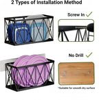 4 Pack Cabinet Door Organizer, Adhesive Inside Cabinet Door Storage for Kitchen Bathroom, Lid Organizer Compatible with Tupperware Pyrex, Wall Mounted Basket for Pantry Under Sink, Black