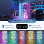 Glass Display Cabinet with Human Body Sensing RGB Lights,5-Tiers Curio Cabinet Display Case with Lock, Frameless Tall Showcase Display Shelf for Collectibles, Living Room Bookcase Storage Cabinet