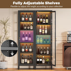 69" Glass Display Cabinet with Lock & 13-Color LED Lights, 5-Tier Locking Metal Cabinet with Adjustable Shelves, Secure Showcase for Collectibles, Action Figures, Trophies (Black)