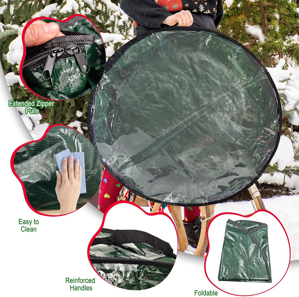 4 Pack 30x8Inch Christmas Wreath Storage Container, Large Clear Holiday Garland Storage Bags with Handle(Green)