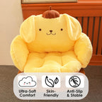 Juju Yellow Kawaii Cushion - Kawaii Room Decor - Seat Cushions for Office Chairs - Office Chair Cushions - Car Seat Cushion - Gaming Room Decor - Gaming Desk Accessories Floor Pillow (Yellow)
