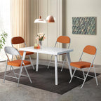 VINGLI Folding Chairs with Padded Seat & Backrest, Metal Frame, Durable Corduroy Fabric, 350 lbs Capacity, Set of 1, Orange – Ideal for Weddings, Parties, Office Events