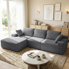 kinmars 108" Boneless Sectional Couch,Corduroy Cloud Couch Sectional for Living Room,Modern L Shaped Modular Sectional Couch,3 Seater Sofa (Dark Gray, 108.9" L Shaped with Left Facing Chaise)