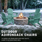 PLUUV Folding Adirondack Chair Set of 2, Hdpe All-Weather Patio Chairs with Cup Holder, Wooden Textured Fire Pit Chairs, Outdoor Chair for Poolside, Backyard, Deck（Aruba）