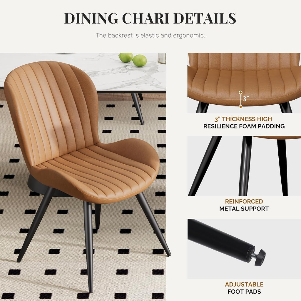Dining Chairs Set of 4, Modern Dining Room Chairs, Fabric Kitchen Chair Upholstered Dining Chairs with Thick Cushions for Kitchen and Dining Room Brown