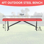 Outdoor Garden Benches, 6 ft Steel Picnic Bench Porch Chair Furniture Patio Seating, Commercial Expanded Metal Mesh Bench for Outside, Lawn, Backyard, Park, Deck, Garden, Patio, School (Red, 6FT)