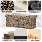 Bsketa Storage Ottoman Bench with Folding Lid Ⅲ, Foot Stools Opens on Both Ends, Footrest Foldable Velvet Chest for Living Room, Bedroom, Entryway, End of Bed Storage Blanket Ottomans Leopard Print