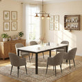 IDEALHOUSE Industrial Dining Table for 6-8 – Modern Rectangular Wooden Table with Sturdy Metal Legs, Rounded Corners, Large Conference or Writing Desk – White Faux Marble – Gray Color – Size: 1.8m x 0