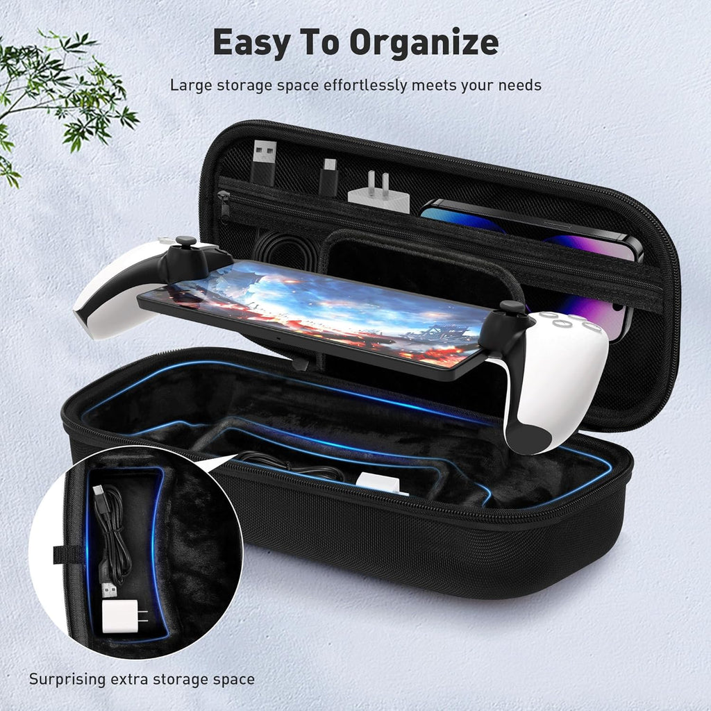 Foluck 4 in 1 Carrying Case for PlayStation Portal Remote Player, Waterproof Hard Case for PS5 Portal with Soft Protective Cover Skin Case, 2 Screen Protector, 4 Thumb Grip Caps, PS Portal Accessories