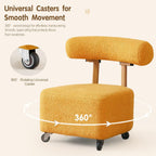 Toddler Rolling Chair with Backrest, Yellow | 230lbs Heavy Duty, Boucle Low Rolling Stool, Cute Sensory Furry Small Chair, 3-8 Years Old