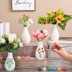 6 Set Ceramics to Paint Vase DIY Your Own Ceramic Vase Painting Decorating Kit for Christmas Holiday DIY Craft to Paint Unpainted Plaster Paintable Kit Art Craft Supply(Delicate)