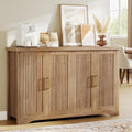 Memobarco Fluted Buffet Cabinet with Storage Accent Sideboard,Modern Credenza with 4 Doors & Adjustable Shelves,Wood Coffee Bar Table Console for Dining Room Kitchen Living Room Entryway,Natural Oak