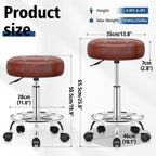 Brick Attic PU Leather Rolling Stool with Wheels, Adjustable Swivel Stool with Footrest, 360° Rolling Stool for Tattoo, Salon, Massage, Medical, Office, Home Kitchen, Vintage Rust