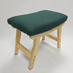 Solid Wood Footstool, Padded Shoe Bench with Fabric Cushion, Modern Upholstered Entryway Stool for Living Room, Bedroom & Dressing Room, Green & Natural Wood