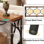 IBF 63 Inches Long Farmhouse Entryway Table, Rustic Wood Metal Sofa Console Table with Storage Shelves, Narrow Industrial Behind Couch Entry Hallway Table for Home Living Room, Rustic Brown Oak