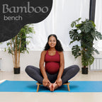 Zaveur Bamboo Meditation Bench with Cushion - Foldable Bench for Multiple Seating Angles - Kneeling Chair Meditation Stool - Yoga Chair Prayer Bench for Deeper and Longer Meditation - Black