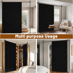 100% Blackout Room Divider Curtains Sets Black 2 Panels W100 x L84in No Drill Curtain Rods(H) 43-120×(W) 35-200 in for Studio Apartment Dorm Office