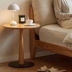 Small Wooden Round Side Table, Accent Nightstand Pedestal Table for Living Room, Bedroom, Compact Coffee Table, Drink Table, End Table for Small Spaces, Corners, Office(Natural, 13.78"D x 21.26"H)