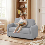 HONEY JOY Toddler Couch, Children Loveseat Sofa Armchair w/Wooden Frame, Teddy Fleece, Flexible Seating for Daycare, Preschool, Playroom, Upholstered Reading Couch, Kids Chair for Boys Girls (Gray)