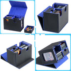 WELLMILLER MTG Deck Box for Commander with Dice Tray,Designed for MTG Commander Card Deck Box Fits 200+ Double Sleeved Cards,Card Storage Box with 3 Dividers 2 card holder