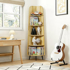VECELO Large Corner Shelf - 66.93" Tall 5-Tier Organizer, Modern Corner Bookshelf for Display & Storage, Home Decor for Living Room, Bedroom, Natural Wood