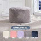 Hobestluk Adult Bean Bag Chair 3FT Large Lounger with Plush Cover, Grey | Memory Foam Filled, Removable and Washable Cover, Portable Handle, Relaxing, Reading, Medium, Skin-Friendly Plush Faux Fur