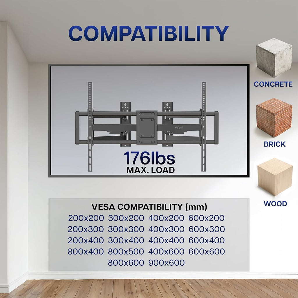 VIVO Corner TV Wall Mount for 46 to 100 inch LCD LED Plasma Flat Screens, Full Motion Articulating Bracket, VESA up to 900x600, MOUNT-CR100C