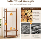 Taitiy Coat Rack Solid Wood Stand Storage 2 Shelves 4 Hooks Entryway | Hallway bedroom living room office, durable wood construction, freestanding design, coats hats bags storage