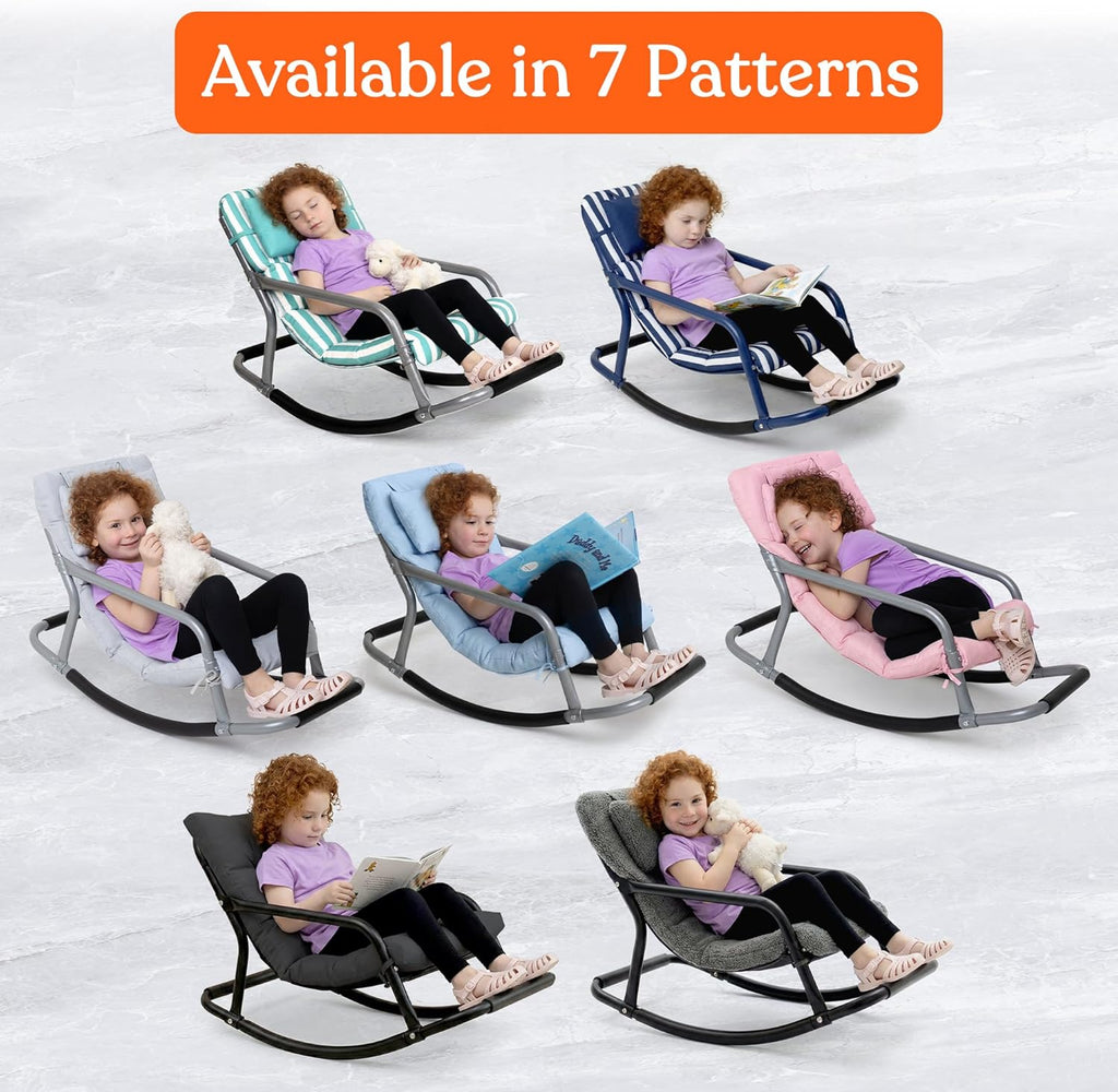 Special Supplies Sensory Boucle Rocking Chair for Kids - Comfortable Kids Rocker- Versatile Floor Chair with Soft Fabric and Stability for Playroom, Bedroom, or Nursery (Ages 3+) - Charcoal